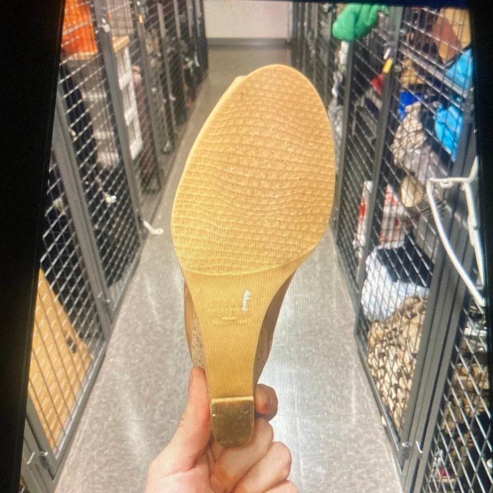 Weitzman cork and leather wedge summer shoes - Picture 9 of 10